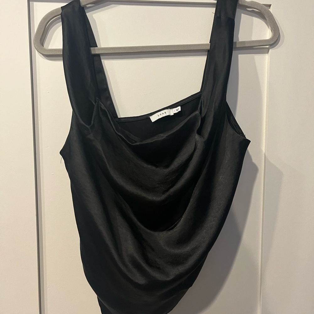 Black silk crop top